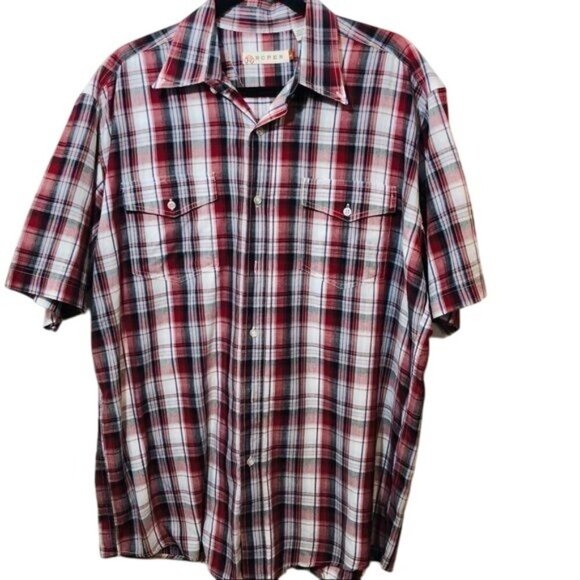 Roper Men's Button Down Shirt Plaid Western Red Blue Size Large - Picture 1 of 8